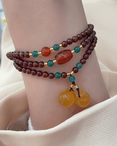 Minimalist Multi-Layer Red Garnet Charm Healing Bracelet Wholesale