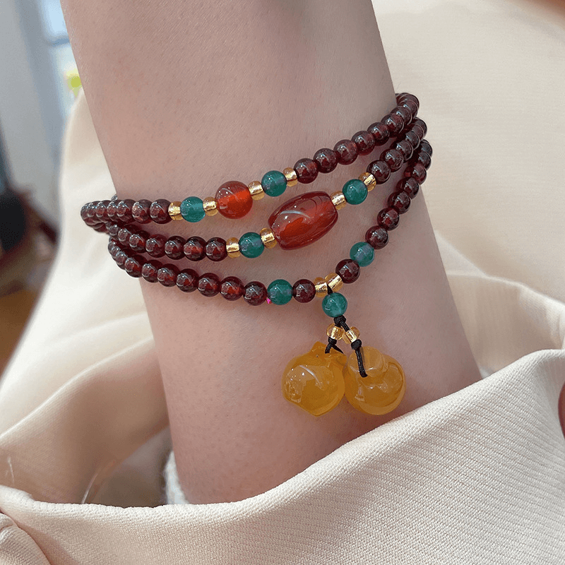 Minimalist Multi-Layer Red Garnet Charm Healing Bracelet Wholesale