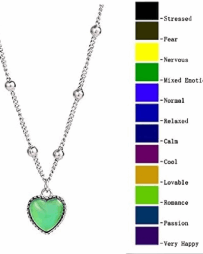 Mood Temperature Sense Heart Shape Necklace Bracelet Set