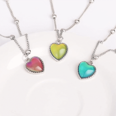 Mood Temperature Sense Heart Shape Necklace Bracelet Set