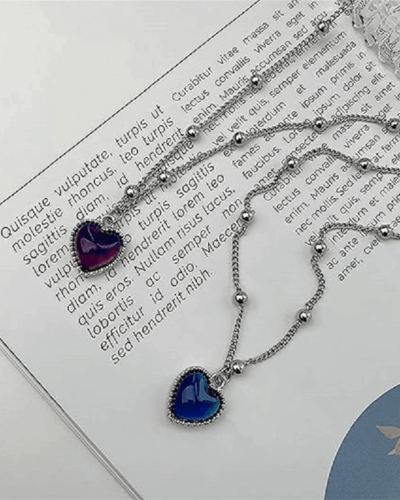Mood Temperature Sense Heart Shape Necklace Bracelet Set