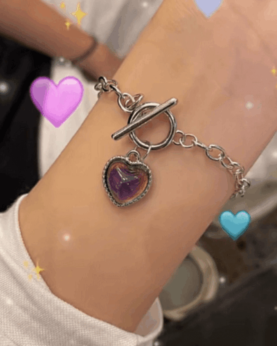 Mood Temperature Sense Heart Shape Necklace Bracelet Set