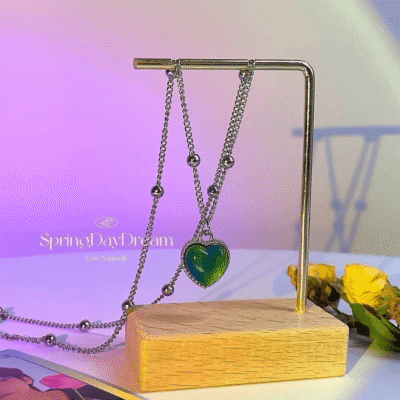Mood Temperature Sense Heart Shape Necklace Bracelet Set