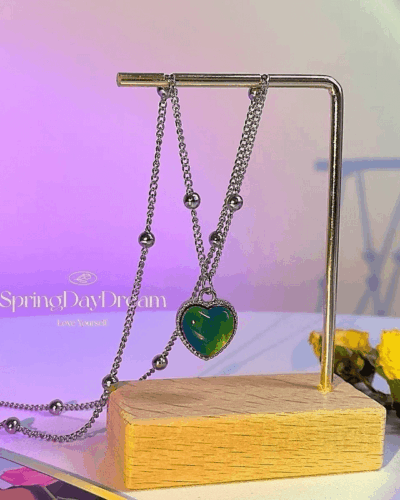 Mood Temperature Sense Heart Shape Necklace Bracelet Set
