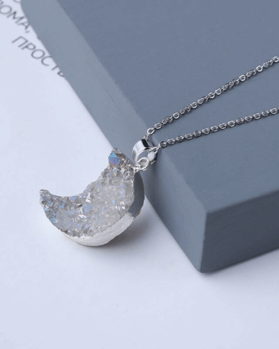 Moon Crystal Cluster Pendant Plating Necklaces Wholesale