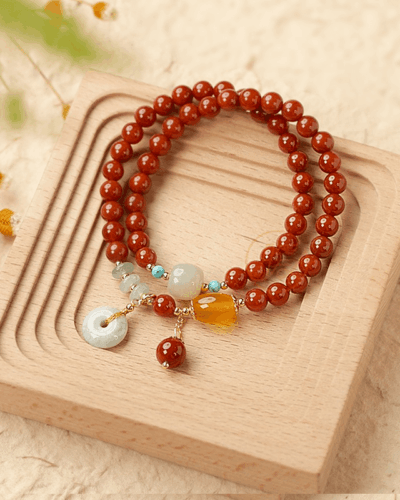 Bulk Dainty Layered Red Agate Carnelian Mala Bracelet