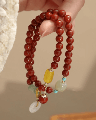 Bulk Dainty Layered Red Agate Carnelian Mala Bracelet