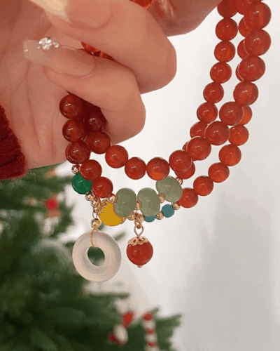 Bulk Dainty Layered Red Agate Carnelian Mala Bracelet