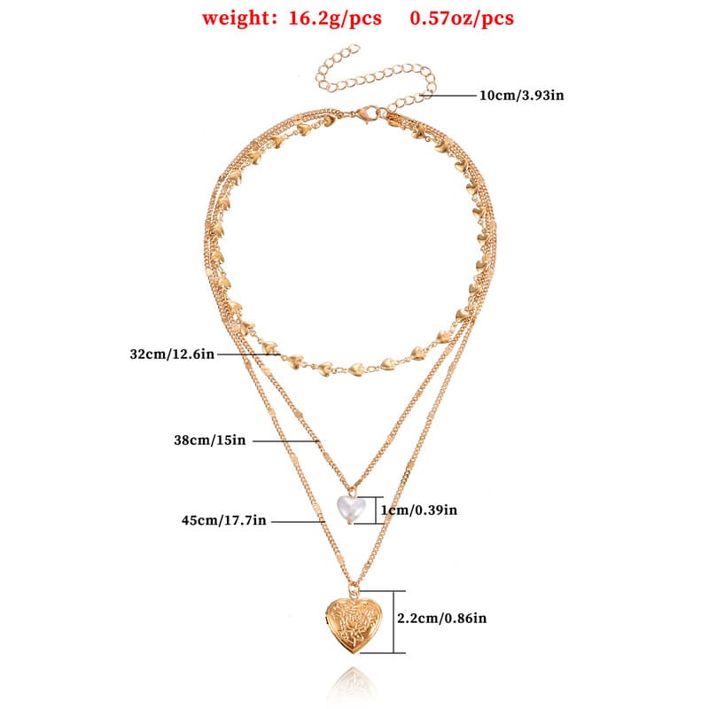Multi-layered Heart Necklace Pearl Detachable Pendant Wholesale - Imagen 3