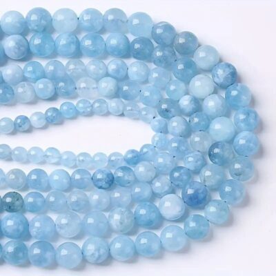 Natural Aquamarine Crystal Beads Bulk for Healing