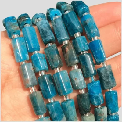 Natural Blue Apatite Column Gemstone Spacer Beads Bulk show