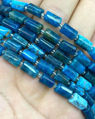 Alternative view of Natural Blue Apatite Column Gemstone Spacer Beads Bulk
