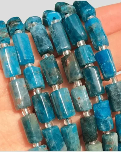 Natural Blue Apatite Column Gemstone Spacer Beads Bulk show