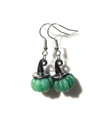 Natural Crystal Pumpkin Earring Santa Hat geen aventurine