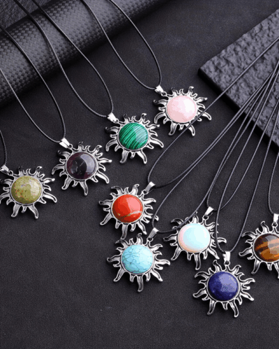Natural Crystal Wholesale Sun Charm Pendant Necklace
