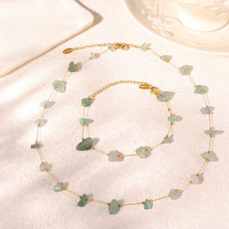 Natural Gemstone Chip Necklaces Stainless Steel 2