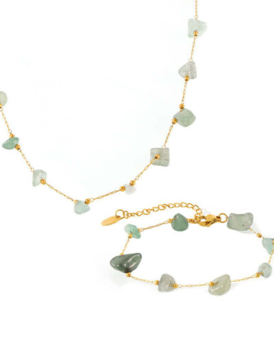 Natural Gemstone Chip Necklaces Stainless Steel