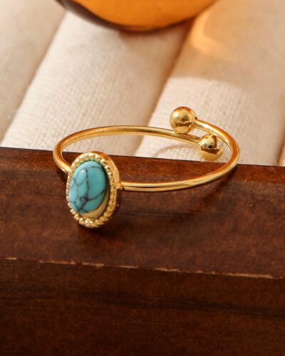 Natural Gemstone Stainless Steel Ring STYLE1