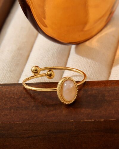 Natural Gemstone Stainless Steel Ring STYLE 6