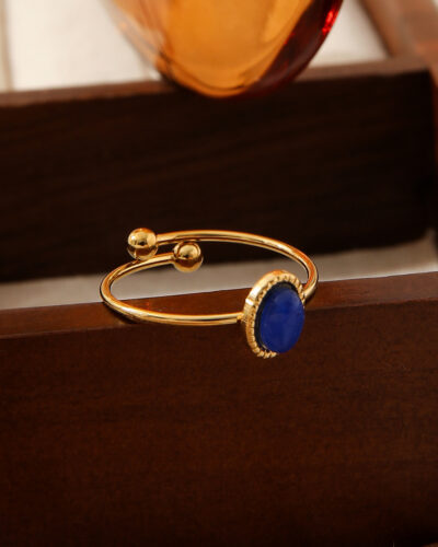 Natural Gemstone Stainless Steel Ring STYLE5