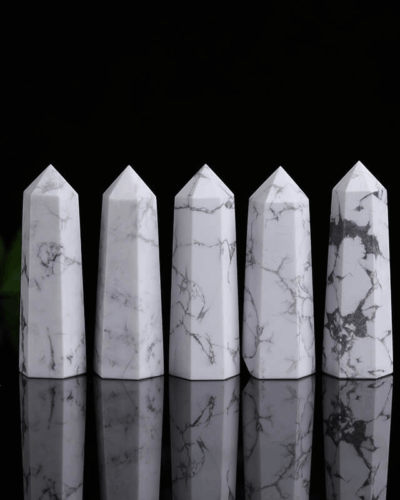 Natural Howlite Tower Crystal Reiki Home Decor