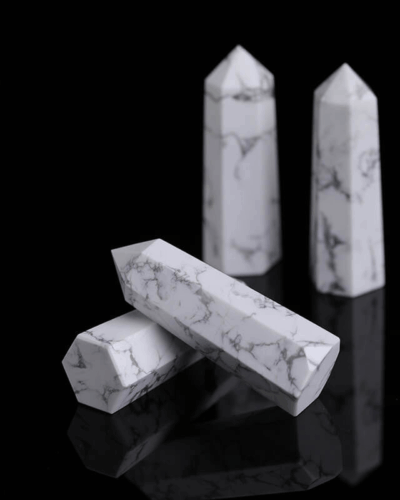 Natural Howlite Tower Crystal Reiki Home Decor