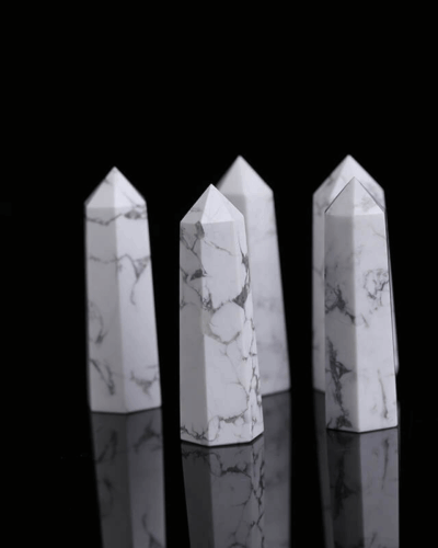 Natural Howlite Tower Crystal Reiki Home Decor