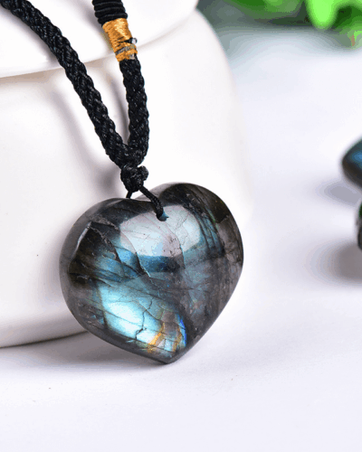 Natural Labradorite Heart Pendant Necklace Wholesale