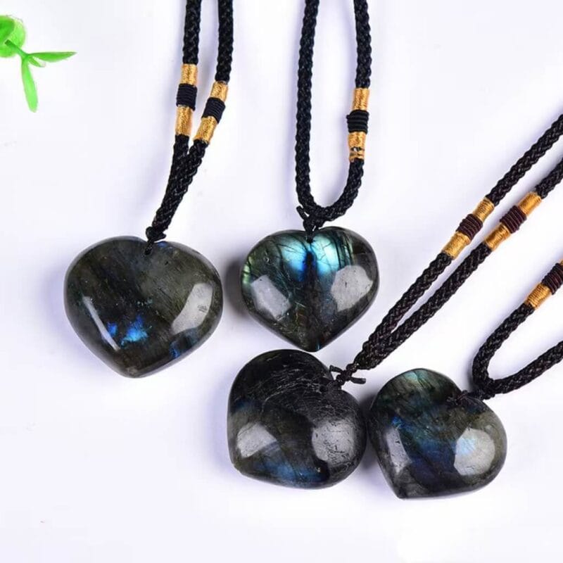 Natural Labradorite Heart Pendant Necklace Wholesale