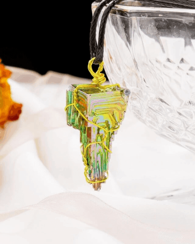 Natural Meteorite Necklace Quartz Bismuth Ore Pendant