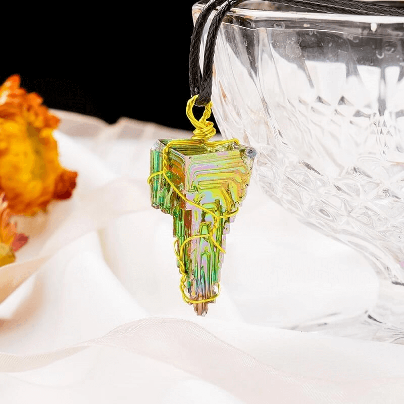 Natural Meteorite Necklace Quartz Bismuth Ore Pendant