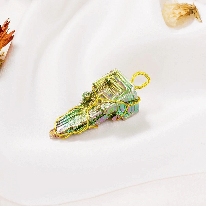 Natural Meteorite Necklace Quartz Bismuth Ore Pendant