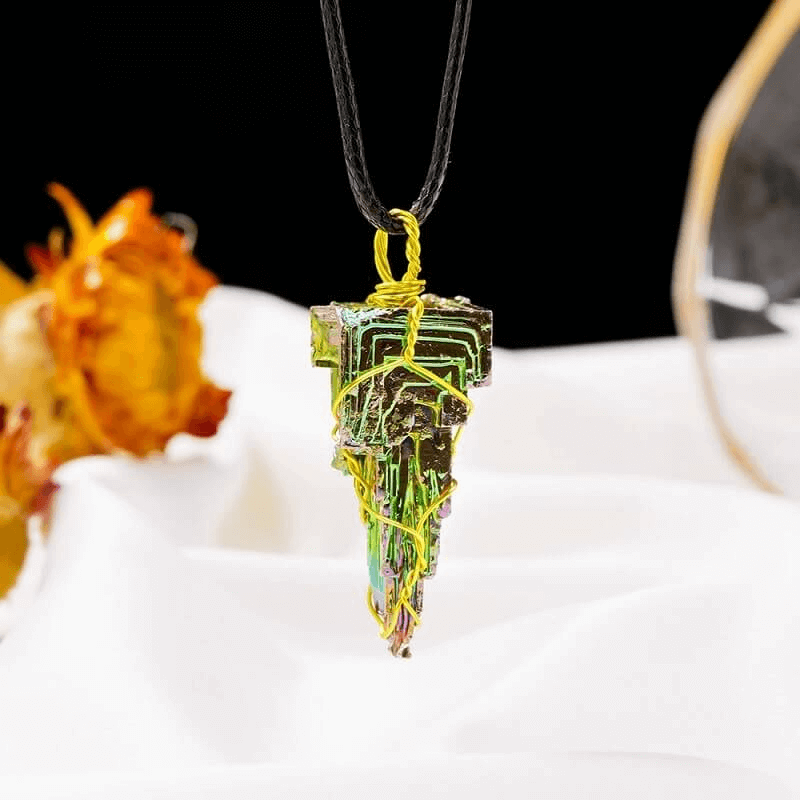 Natural Meteorite Necklace Quartz Bismuth Ore Pendant