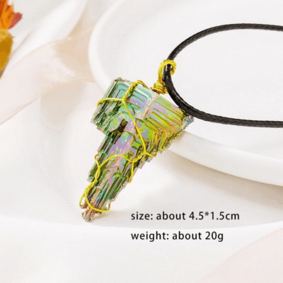 Natural Meteorite Necklace Quartz Bismuth Ore Pendant