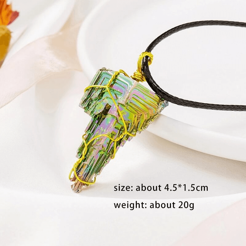 Natural Meteorite Necklace Quartz Bismuth Ore Pendant