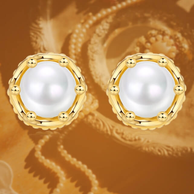 Natural Pearl Studs Earring S925 Silver Wholesale - Görüntü 5