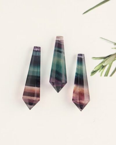 Natural Rainbow Fluorite Crystal Pointed Pendant