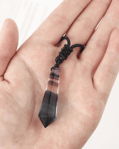 Natural Rainbow Fluorite Crystal Pointed Pendant