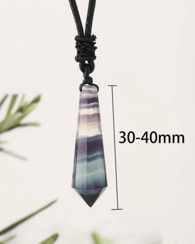 Natural Rainbow Fluorite Crystal Pointed Pendant