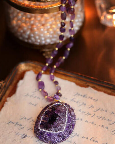 Natural Raw Amethyst Necklace for Women SHOW