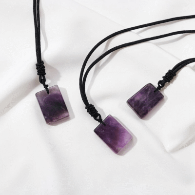 Natural Rectangle Amethyst Pendant Necklace Bulk