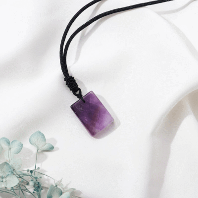Natural Rectangle Amethyst Pendant Necklace Bulk
