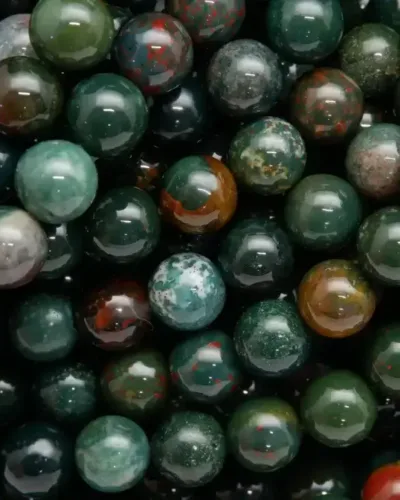 Natural Round Shaped Bloodstone Gemstone Beads for DIY jewelry'nin alternatif görünümü
