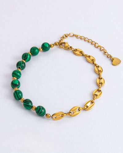 Natural Turquoise Bead Bracelet Stainless Steel STYLE 3