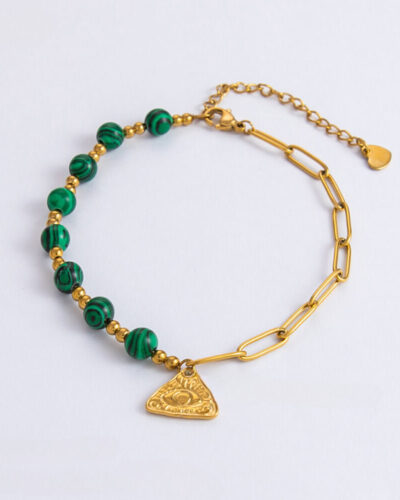 Natural Turquoise Bead Bracelet Stainless Steel STYLE 2