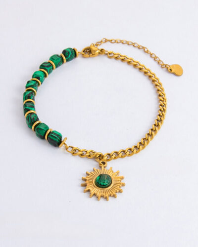 Natural Turquoise Bead Bracelet Stainless Steel STYLE 1