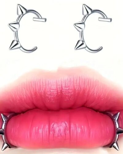 Non-Piercing Lip Ring with Pointed Cone Design