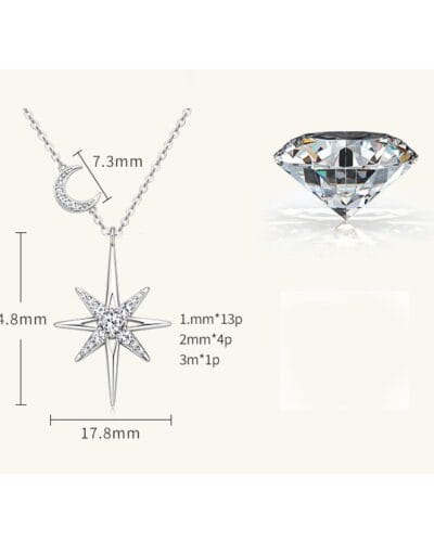 North Star Moissanite Earring Rhodium Plated Wholesale 9