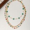 Rainbow Beads Stainless Steel Layered Necklace show