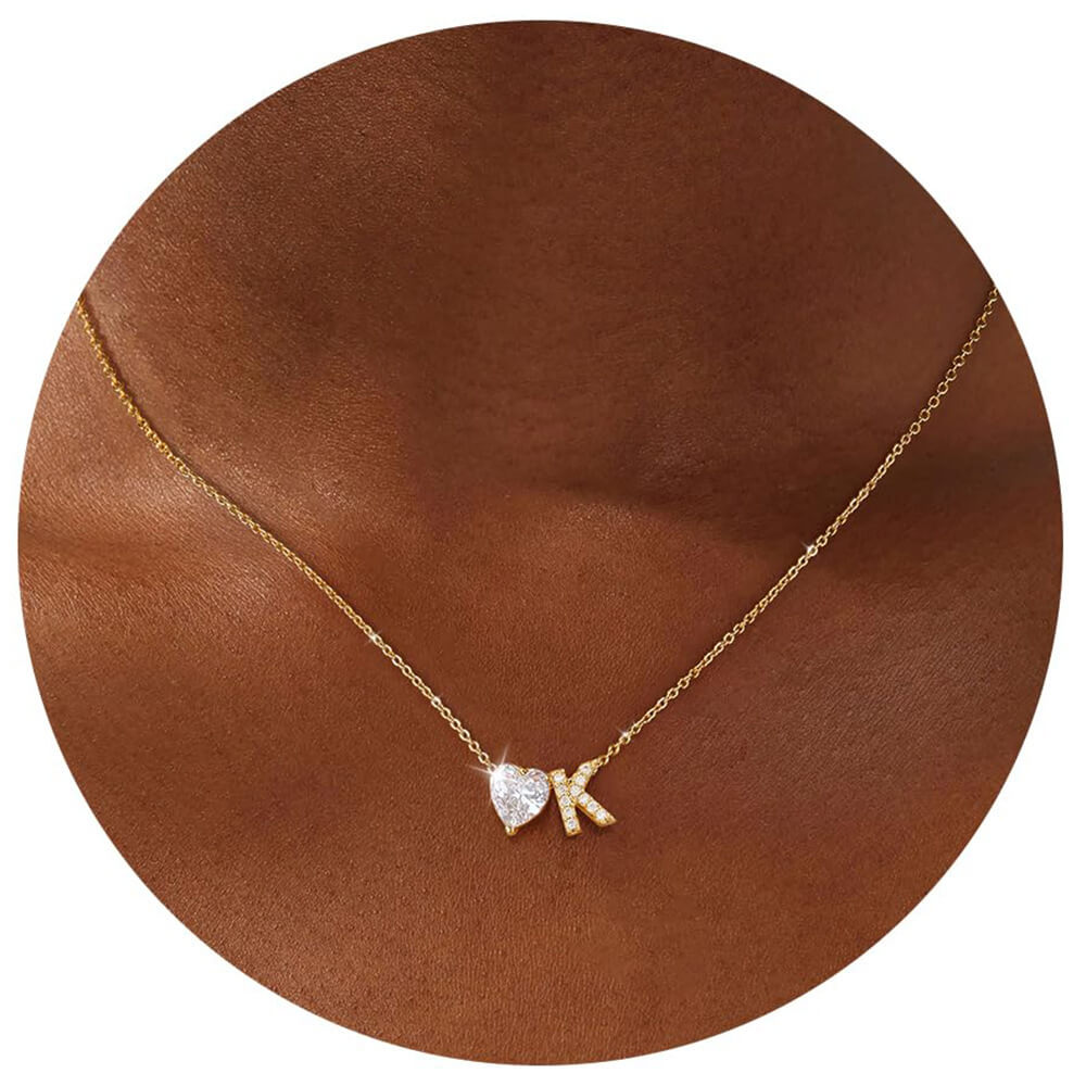 18K Gold Plated Initial Letter A-Z Pendant Necklace Heart Bulk - Image 8